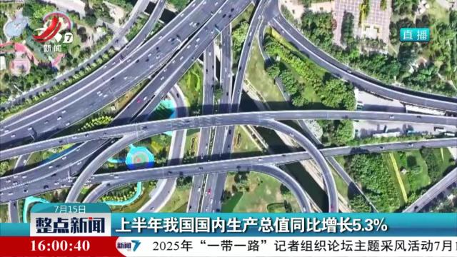 上半年我国国内生产总值同比增长5.3％
