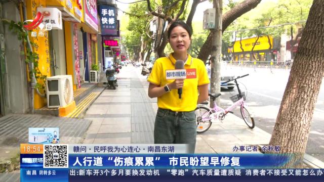 【赣问·民呼我为心连心】南昌东湖：人行道“伤痕累累” 市民盼望早修复