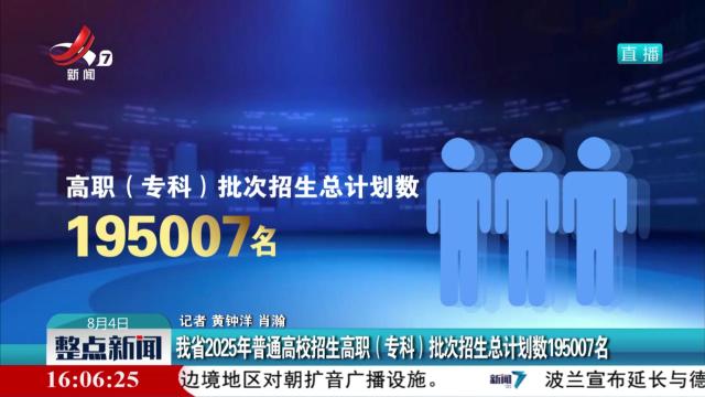 我省2025年普通高校招生高职（专科）批次招生总计划数195007名