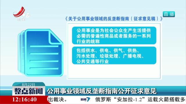 公用事业领域反垄断指南公开征求意见