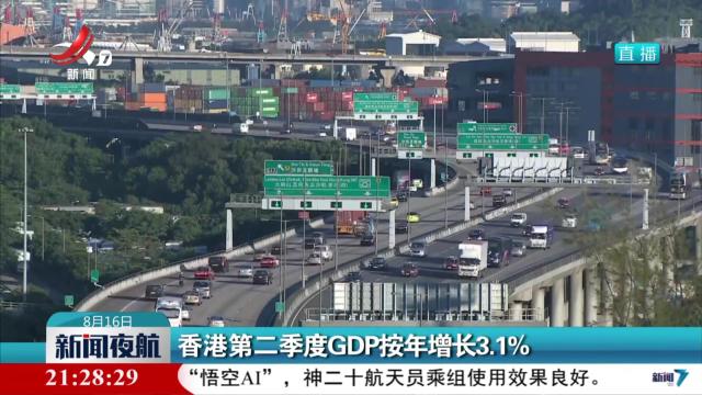 香港第二季度GDP按年增长3.1%