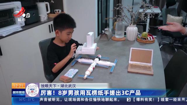 【放眼天下】湖北武汉：厉害！8岁男孩用瓦楞纸手搓出3C产品
