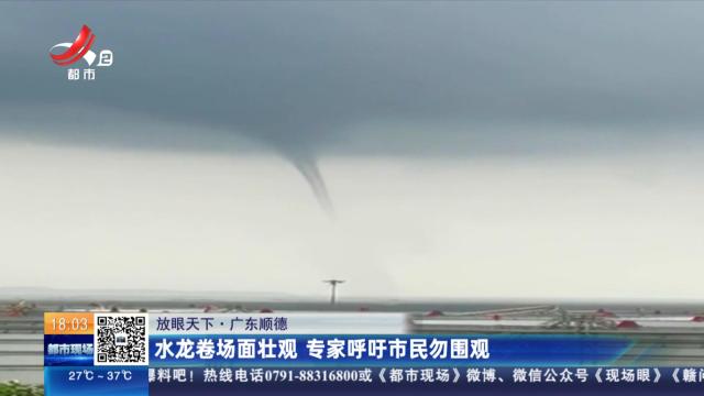 【放眼天下】广东顺德：水龙卷场面壮观 专家呼吁市民勿围观
