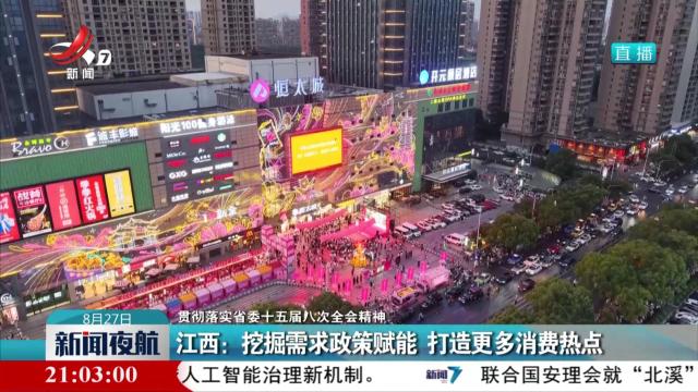 【贯彻落实省委十五届八次全会精神】江西：挖掘需求政策赋能 打造更多消费热点