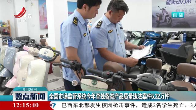 全国市场监管系统今年查处各类产品质量违法案件5.32万件