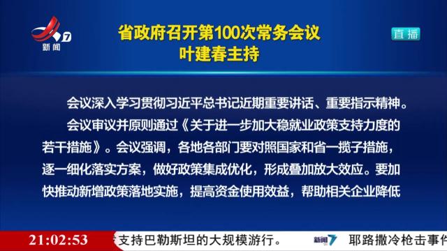 省政府召开第100次常务会议 叶建春主持