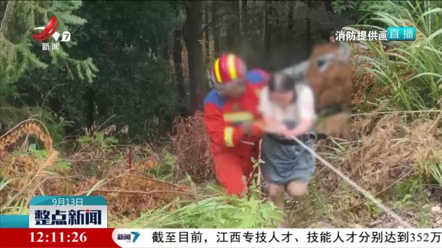 新余：车辆坠落40米山坡 消防人员及时施救