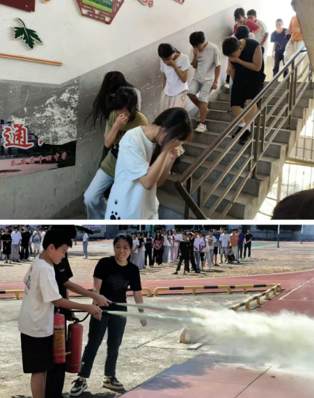 乐安县牛田中学开展消防应急疏散演习活动