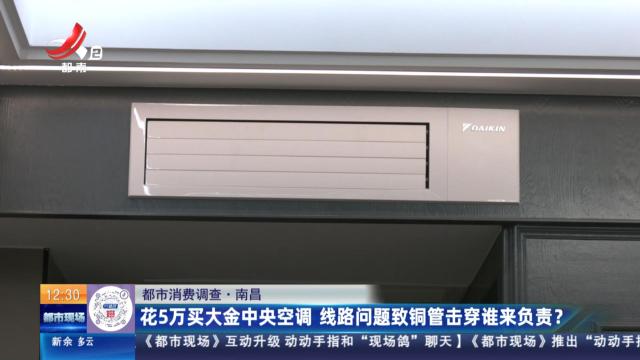 【都市消费调查】南昌：花5万买大金中央空调 线路问题致铜管击穿谁来负责？