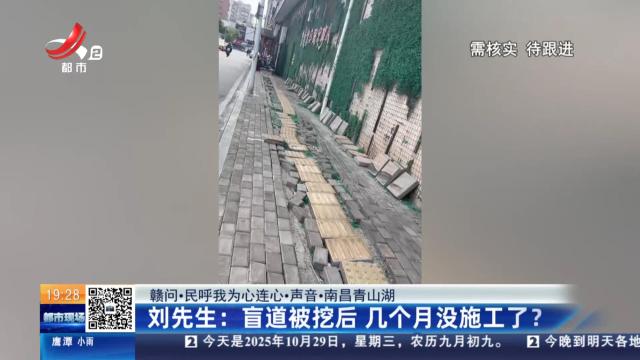 【赣问·民呼我为心连心·声音·南昌青山湖】刘先生：盲道被挖后 几个月没施工了？