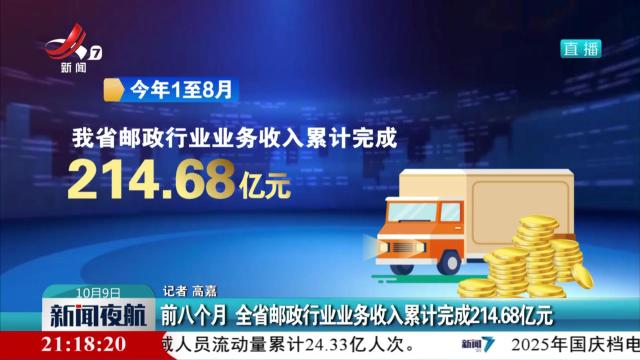 前八个月 全省邮政行业业务收入累计完成214.68亿元