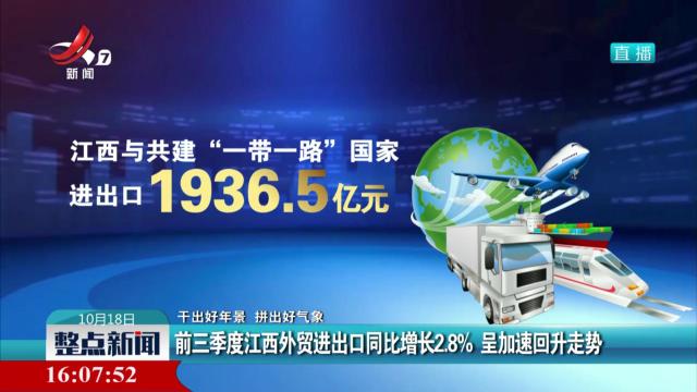 【干出好年景 拼出好气象】前三季度江西外贸进出口同比增长2.8% 呈加速回升走势