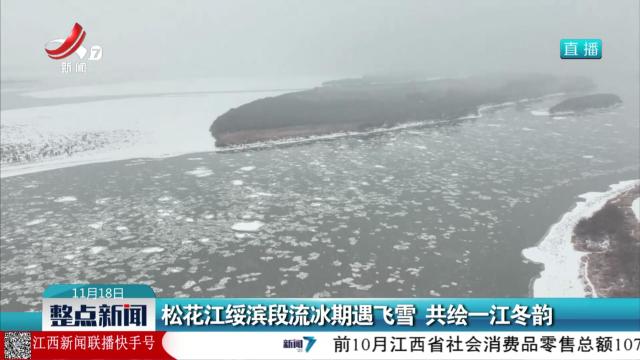 松花江绥滨段流冰期遇飞雪 共绘一江冬韵