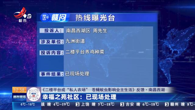 【《二楼平台成“私人农场” 苍蝇蚊虫影响业主生活》反馈·南昌西湖】幸福之苑社区：已现场处理