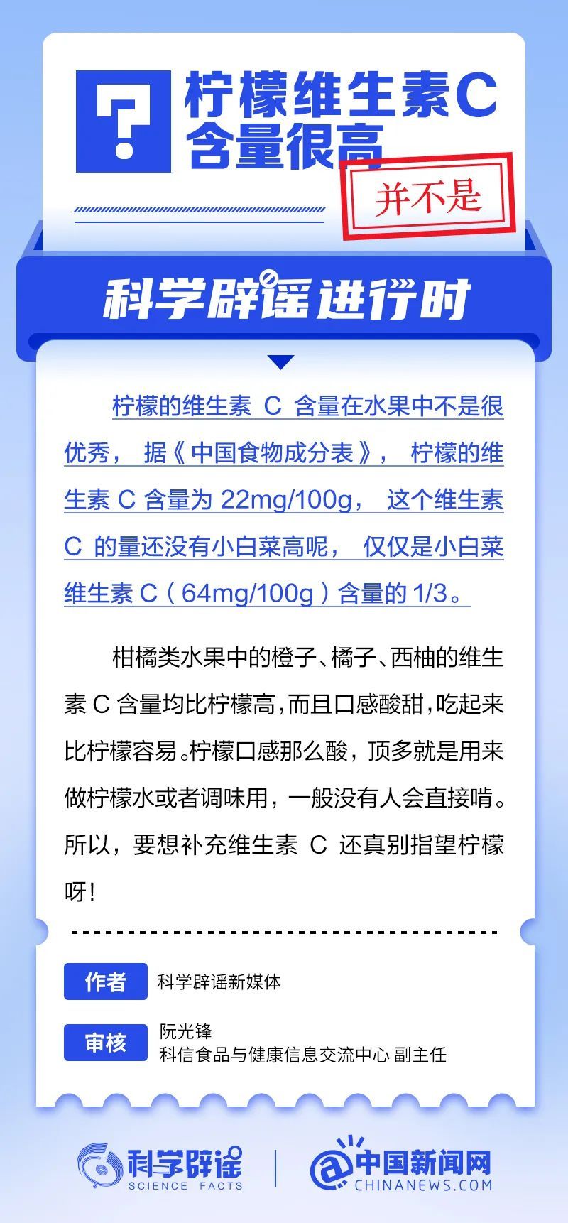 柠檬维生素C含量很高？