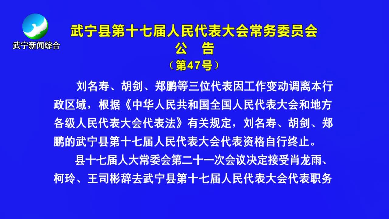 武宁县第十七届人民代表大会常务委员会公告（第47号）