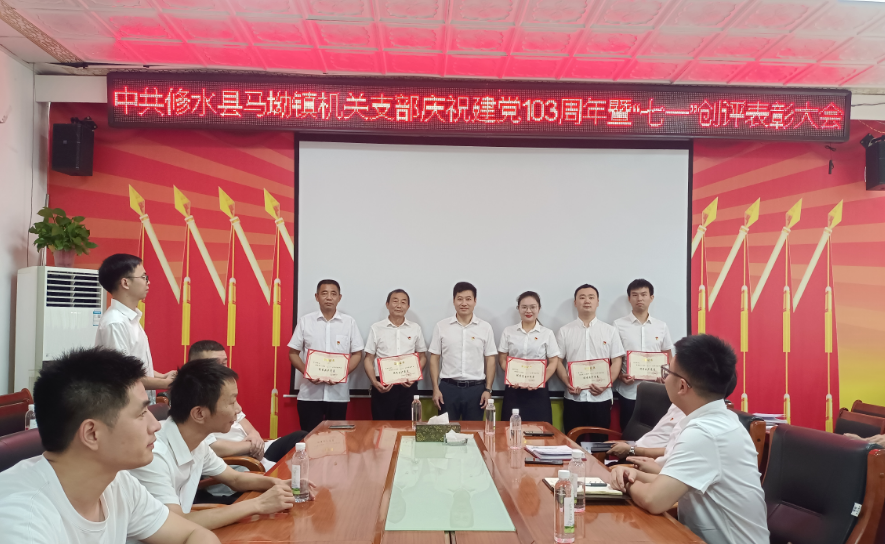 马坳镇机关支部召开庆祝建党103周年主题党日活动暨“七一”创评表彰大会