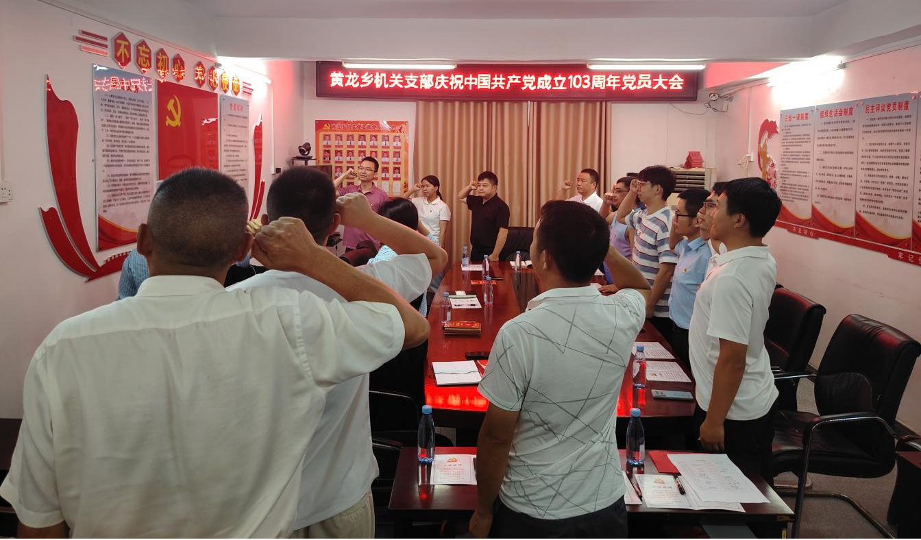 黄龙乡机关党支部召开庆祝中国共产党成立103周年党员大会