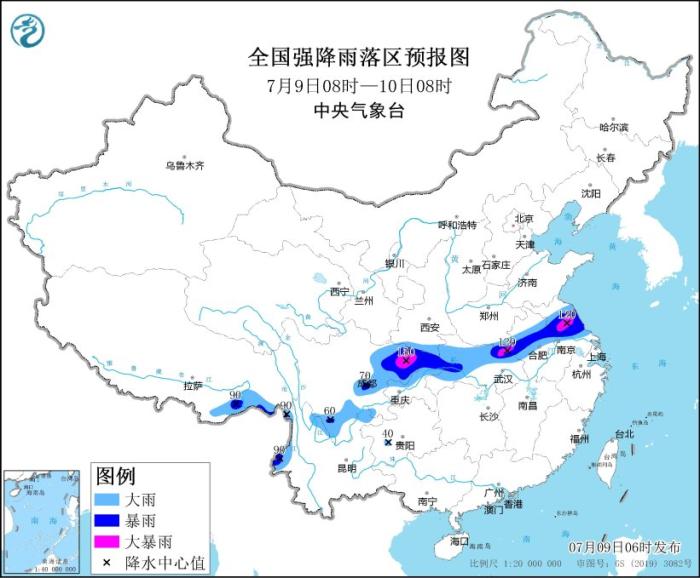 暴雨黄色预警：四川湖北河南江苏部分地区有大暴雨-中新网