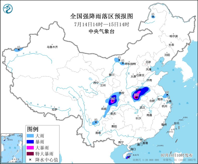 暴雨黄色预警继续发布：四川河南湖北等地部分地区有大暴雨-中新网
