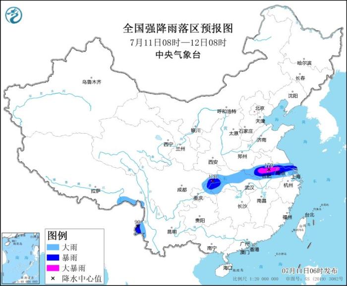 暴雨黄色预警：安徽江苏重庆等地部分地区有大暴雨-中新网