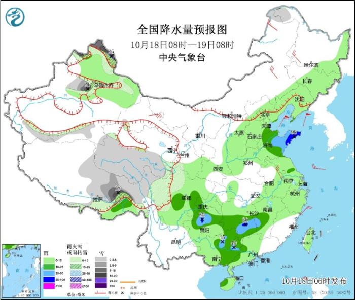 山东等地18日仍有较强降雨 强冷空气携大风降温天气影响我国-中新网