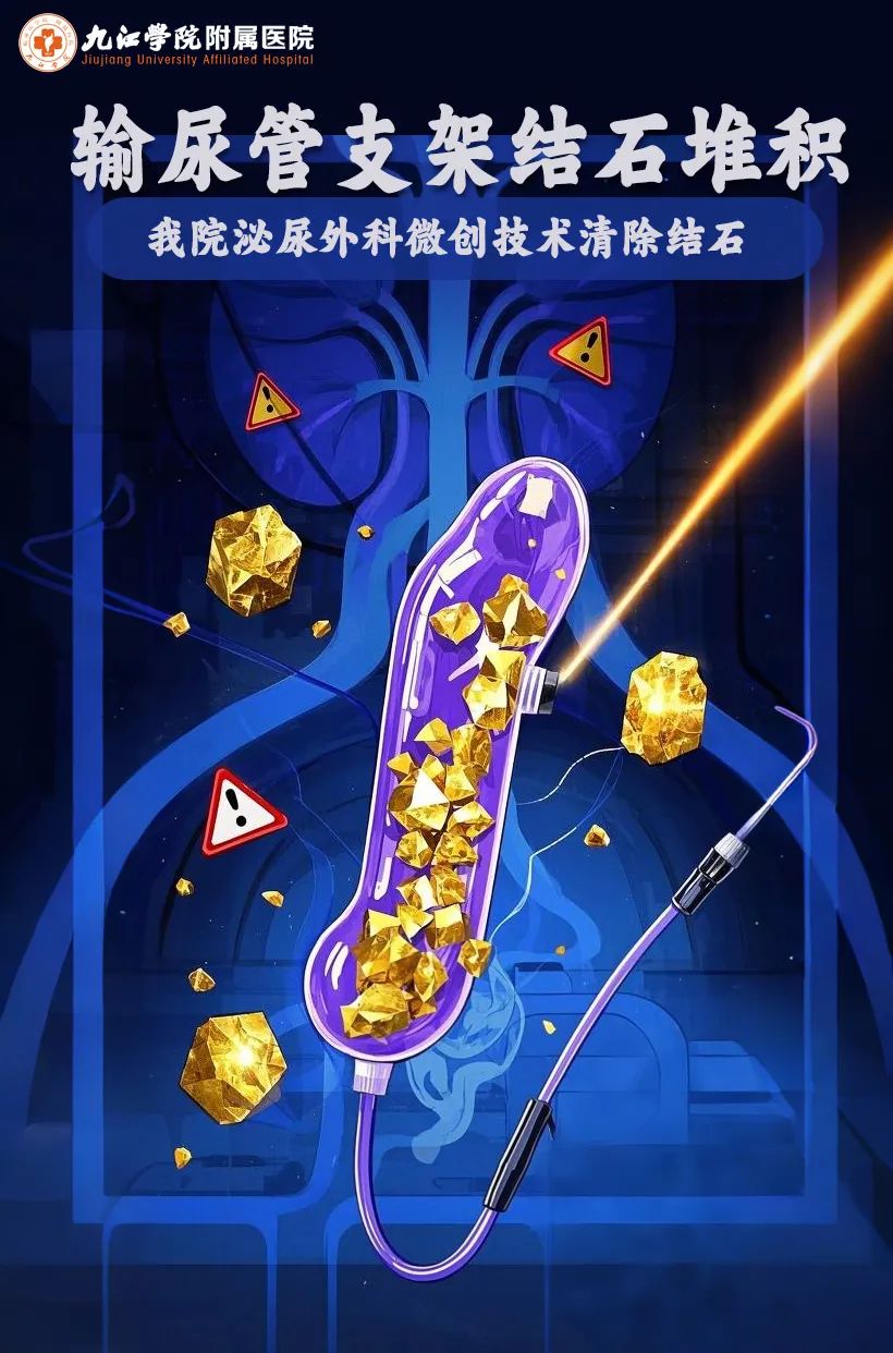 输尿管支架结石堆积，九江学院附属医院为患者解除隐患