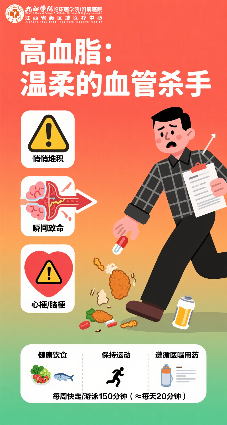九江学院附属医院：人到中年变“油腻”？别让高血脂的“温柔”一刀，砍在你的健康