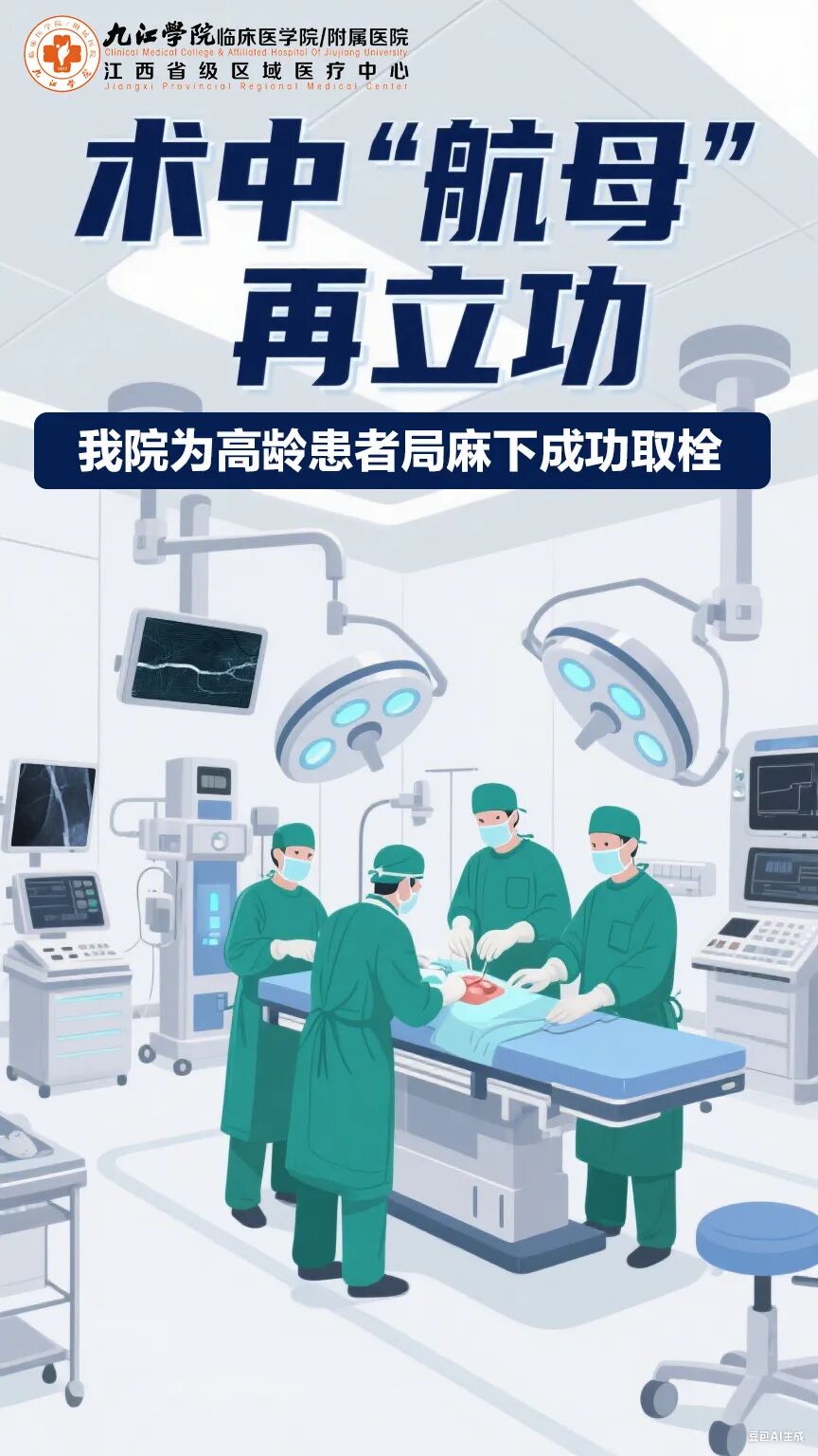 九江学院附属医院为高龄患者局麻下成功取栓